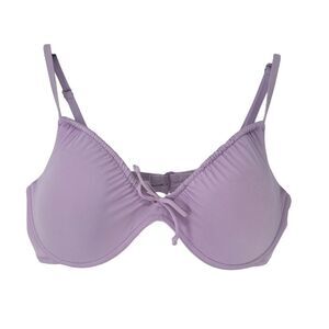 PINK Victorias Secret Bikini Top XXL Purple Underwire Swimwear Bow Cinch Preppy